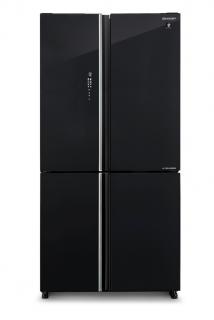 Sharp 676l french 4 door refrigerator glass black clearance sjfj676vbk
